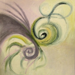 Abstract oil on paper painting