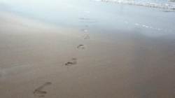 footprints on beach