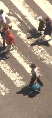 people in street seen from overhead