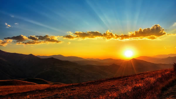 Sunset over mountains