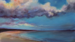 beach and clouds painting