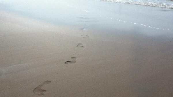 Footprints on beach