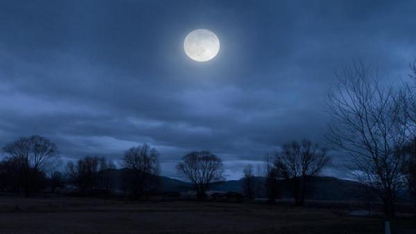 White moon at night