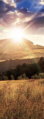 Creative landscape photo of moon and sun together