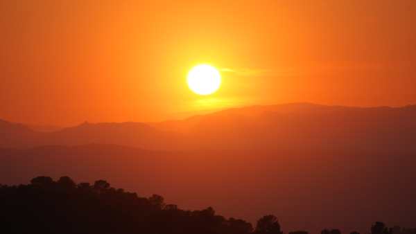 Sunset across mountains