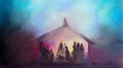 Nativity scene in pastels